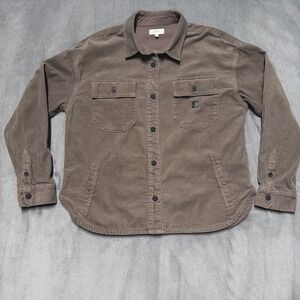 Roark Amberley Corduroy Shirt Women M Brown Flannel Snap Button Up Shacket